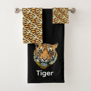 Visage de tigre élégant sur fond noir personnalisé