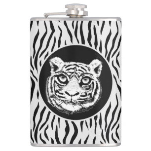 Visage de tigre sauvage sur flacon à motif de peau