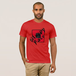 Visage doré : T-shirt à col rouge