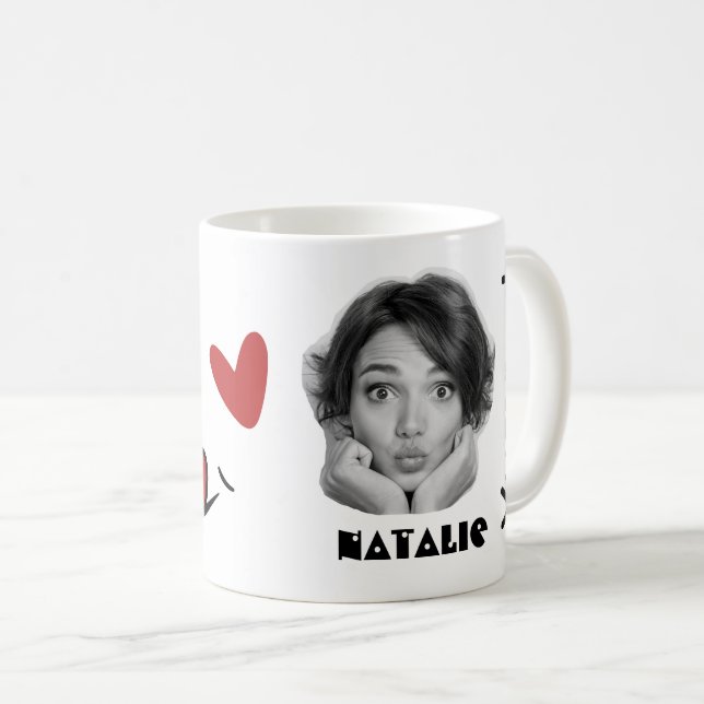 Visage drôle | Yummy Smile Fun White Photo Mug (Devant droit)