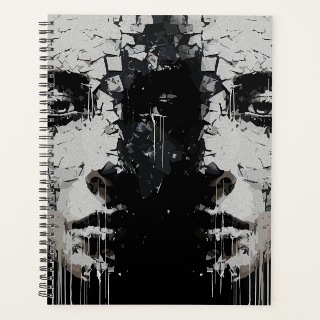Visage fragmenté : Expression abstraite sombre (Devant)
