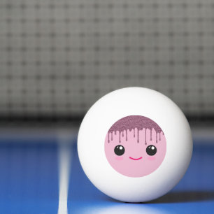 Visage Kawaii Heureux Balle de Ping Pong à Cheveux