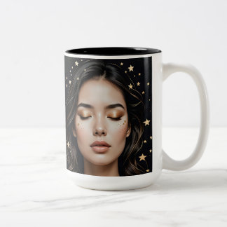 Visage minimaliste et Étoiles Mug