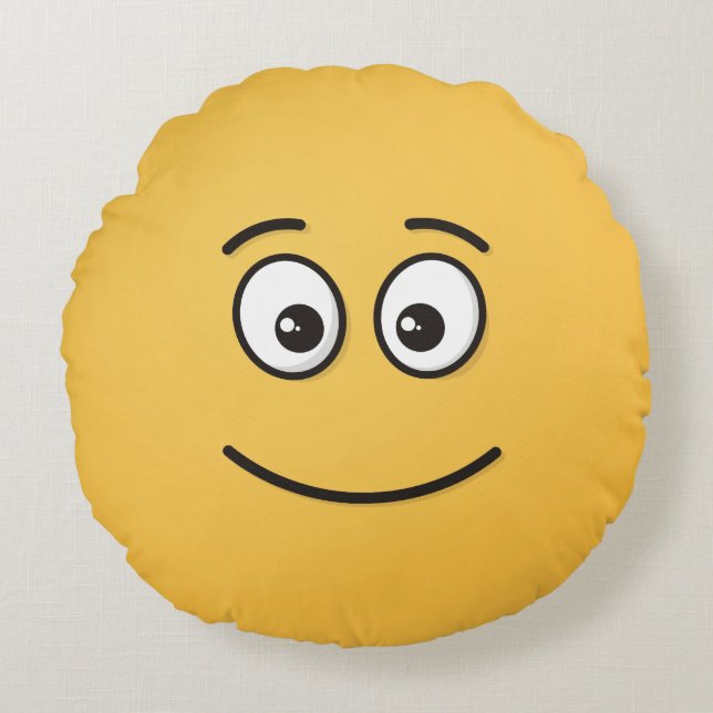Visage souriant avec yeux ouverts Coussin rond (Devant)