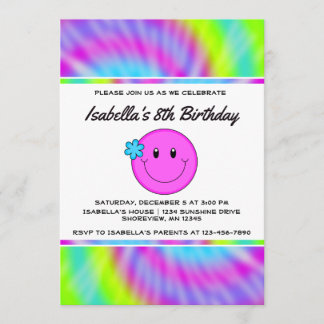 Visage Tie Dye Invitations Anniversaire
