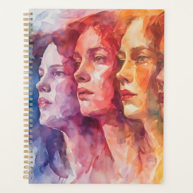 Visages des femmes - Peinture aquarelle (Devant)