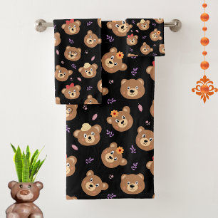 Visages d'ours modernes sur fond noir