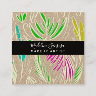 Visagist Bright Jungle Doodles Quadratische Visitenkarte