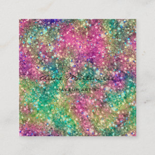 Visagist Bunter Glitter Glamour Quadratische Visitenkarte