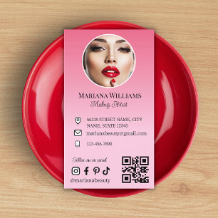 Visagist Foto QR-Code pink schick modern Visitenkarte