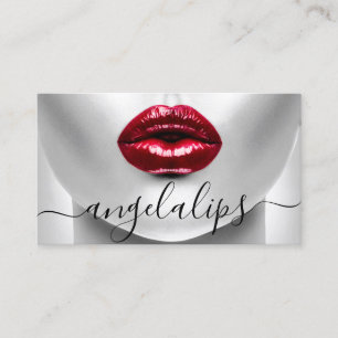 Visagist Foto roter Lippenstift glänzende Lippen Visitenkarte