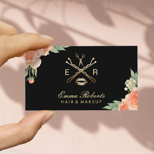 Visagist Friseur Vintage Floral Elegant Visitenkarte