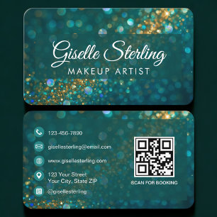 Visagist Grün Gold QR Code Professional Visitenkarte