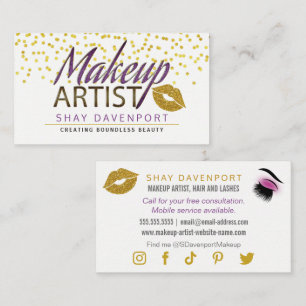 Visagist Haar und Wimpern Faux Glitter Visitenkarte