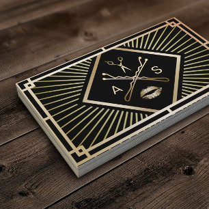 Visagist & Hairstylist Modernes Gold Art Deco Visitenkarte