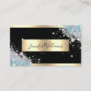 Visagist Holografisches Glitter Gold Elegant Visitenkarte