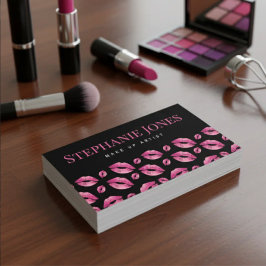 Visagist Lippen Muster Cute Pink & Schwarz Visitenkarte