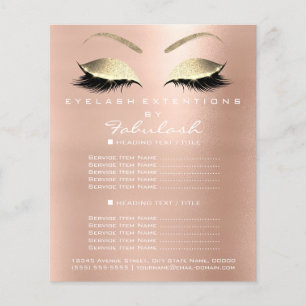 Visagist Schönheitssalon Gold Glitter Flyer Pink