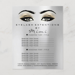 Visagist Schönheitssalon Wimpern Flyer Silber Lux