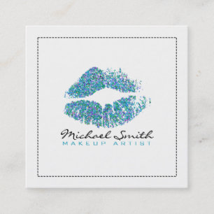 Visagist Stylische Farbige Glitter Lippen #15 Quadratische Visitenkarte