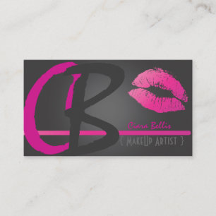 Visagisten, Monogramm, heißrosa Lippen Visitenkarte