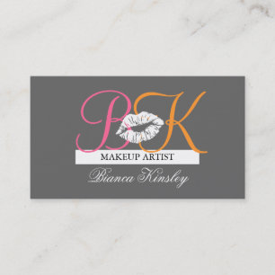 Visagisten Monogramme Visitenkarten Rosa Grau Visitenkarte
