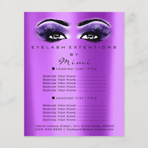 Visagistin Schönheitssalon Wimpern Flyer Lila