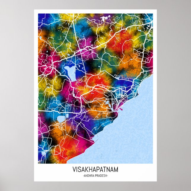 Visakhapatnam Andhra Pradesh Karte Poster (Vorne)