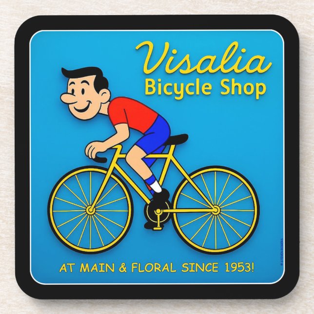 VISALIA BICYCLE SHOP. GETRÄNKEUNTERSETZER (Vorderseite)