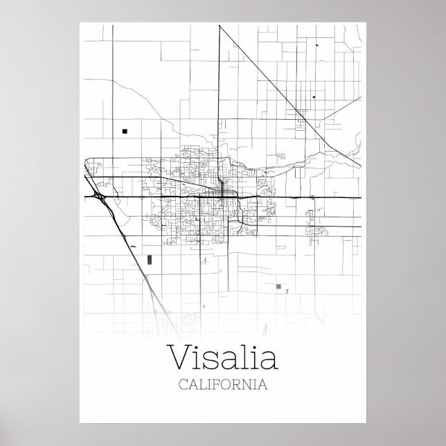 Visalia Karte - Kalifornien - Stadtplan-Poster Poster (Vorne)
