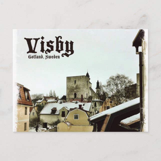 Visby, Gotland, Schweden - Dachflächen mit leichte Postkarte (Vorderseite)