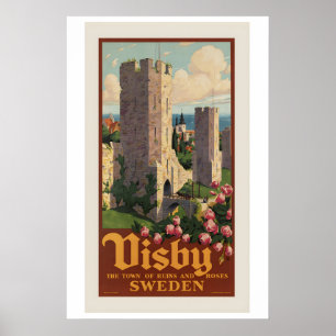 Visby Gotland Schweden Stadt der Ruinen und Rosen Poster