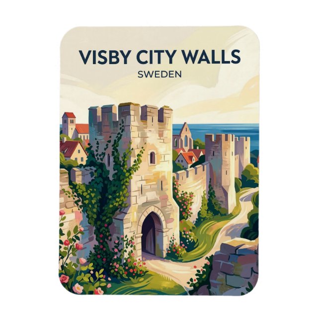 Visby Stadtmauer Schweden Magnet (Vertikal)