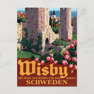 Visby Vintage Reiseposter Restauriert Postkarte