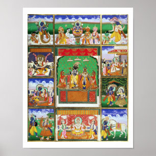Vishnu im Zentrum seiner zehn Avatare, Jaipur, R Poster