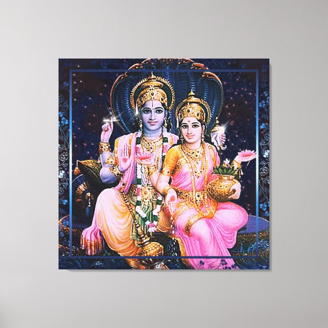 Vishnu & Lakshmi - umrissene Canvas Leinwanddruck (Vorderseite)