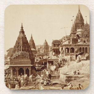 Vishnu Pud und andere Tempel, Benares (Sepia-Foto Getränkeuntersetzer