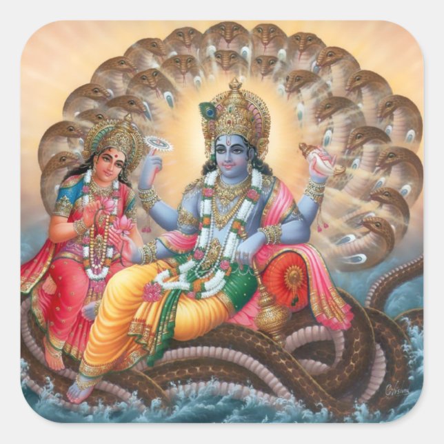 Vishnu u. Lakshmi Aufkleber - Version 2 (Vorderseite)