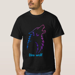 VISHNX Dire Wolf Neon-Gradient-Linienkunst-Grafik T-Shirt