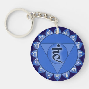 Vishuddha Chakra Blue Petals & Sanskrit Vowels Schlüsselanhänger