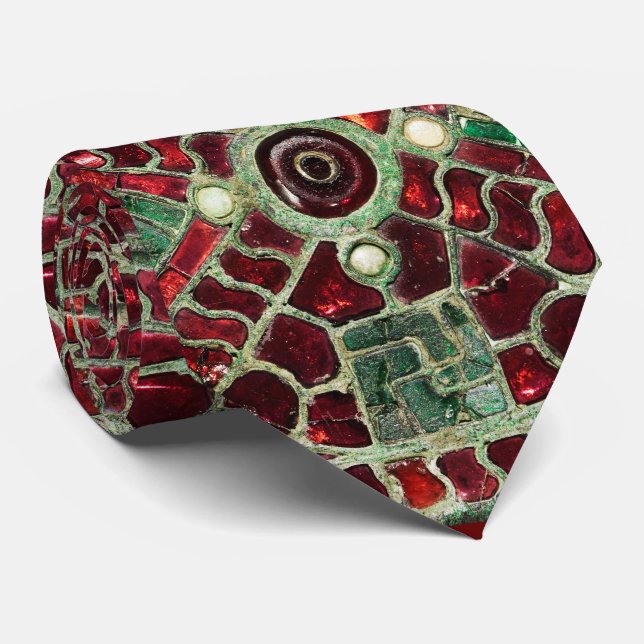 VISIGOTHIC BRONZE,RED GREEN MOTHER OF PEARLS KRAWATTE (Gerollt)