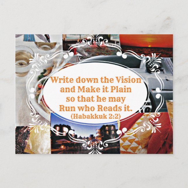 Vision-Board mit Bibel-Vers Schreiben Sie sich das Postkarte (Vorderseite)