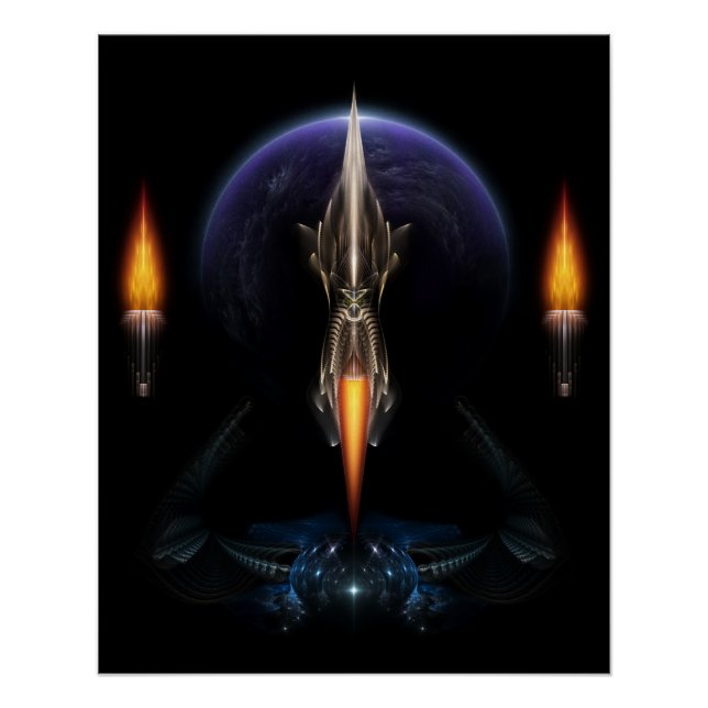 Vision des Fluges auf schwarzem perfektem Poster (Vorderseite)
