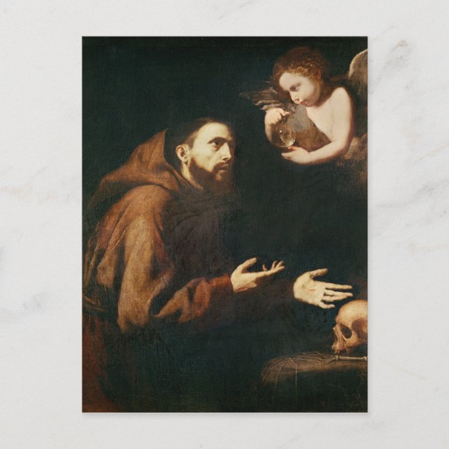 Vision des hl. Franziskus von Assisi Postkarte (Vorderseite)