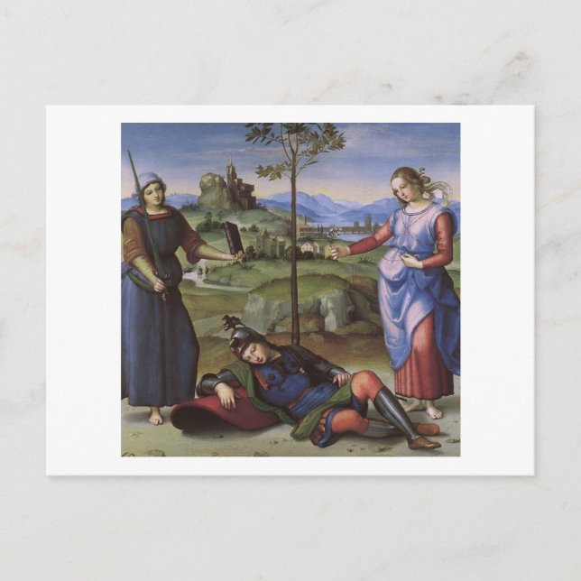 Vision eines Ritters, Raphael Postkarte (Vorderseite)