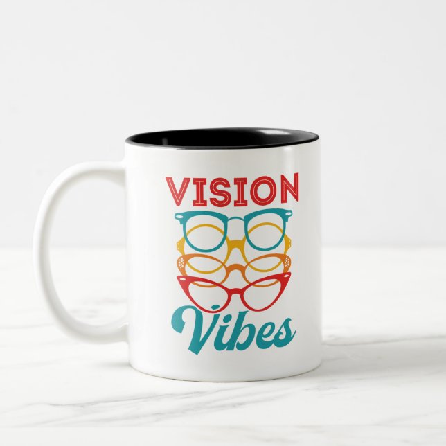 Vision Vibes Optometrisches Optometrie Personal Op Zweifarbige Tasse (Links)