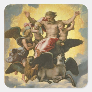 Vision von Ezekiel, c.1518 Quadratischer Aufkleber