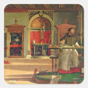Vision von St. Augustine, 1502-08 (Öl auf Leinwan Quadratischer Aufkleber