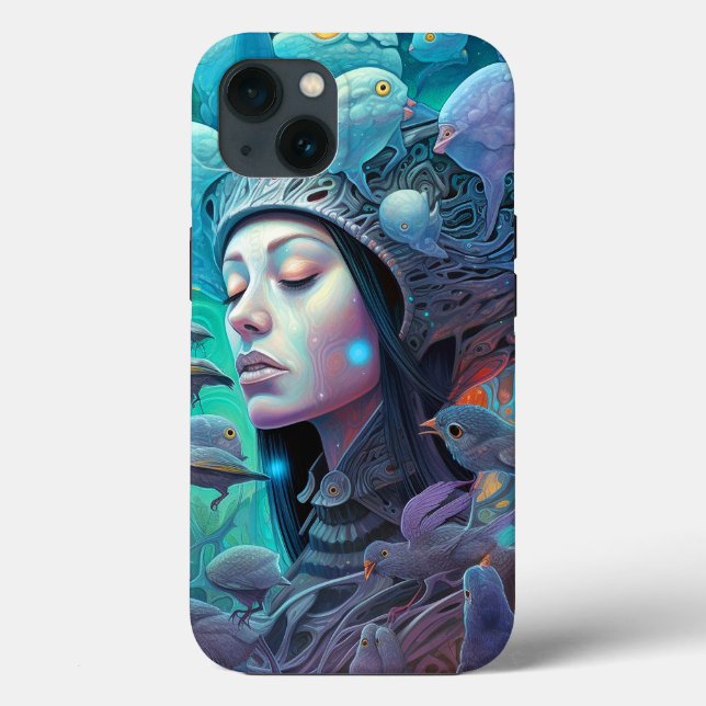 Visionäre Kunst der surrealen weiblichen Vögel Case-Mate iPhone Hülle (Rückseite)