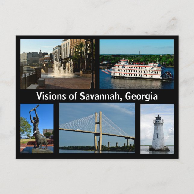 Visions de Savannah, Géorgie Carte postale de vaca (Devant)